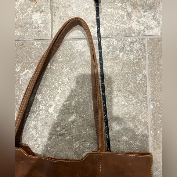 ZONE Vintage Genuine Leather Tote Bag/Large Handbag Shoulder Purse Light Brown - Picture 3 of 6